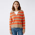 Collared Stripe Jumper - Light Stone Red