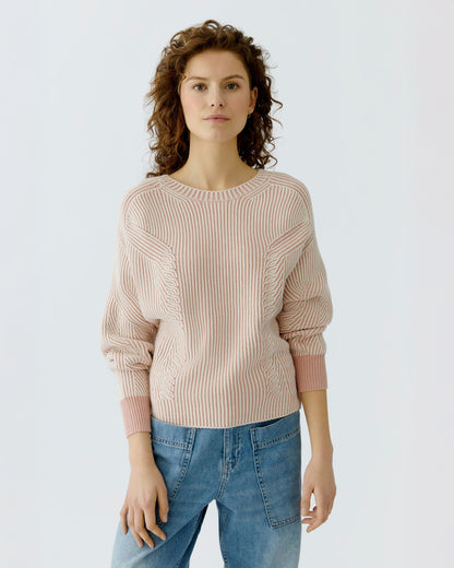 Round Neck Jumper - White Red