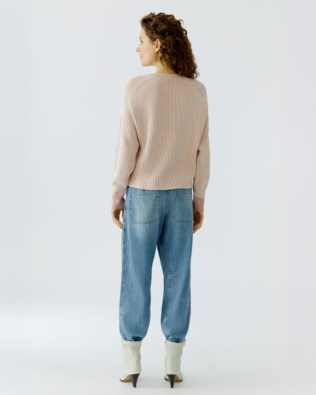 Round Neck Jumper - White Red