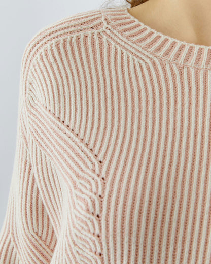 Round Neck Jumper - White Red