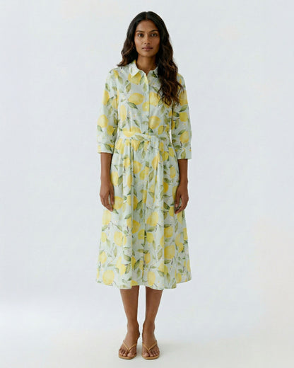 Lemon Shirt Dress - Lemon Khaki