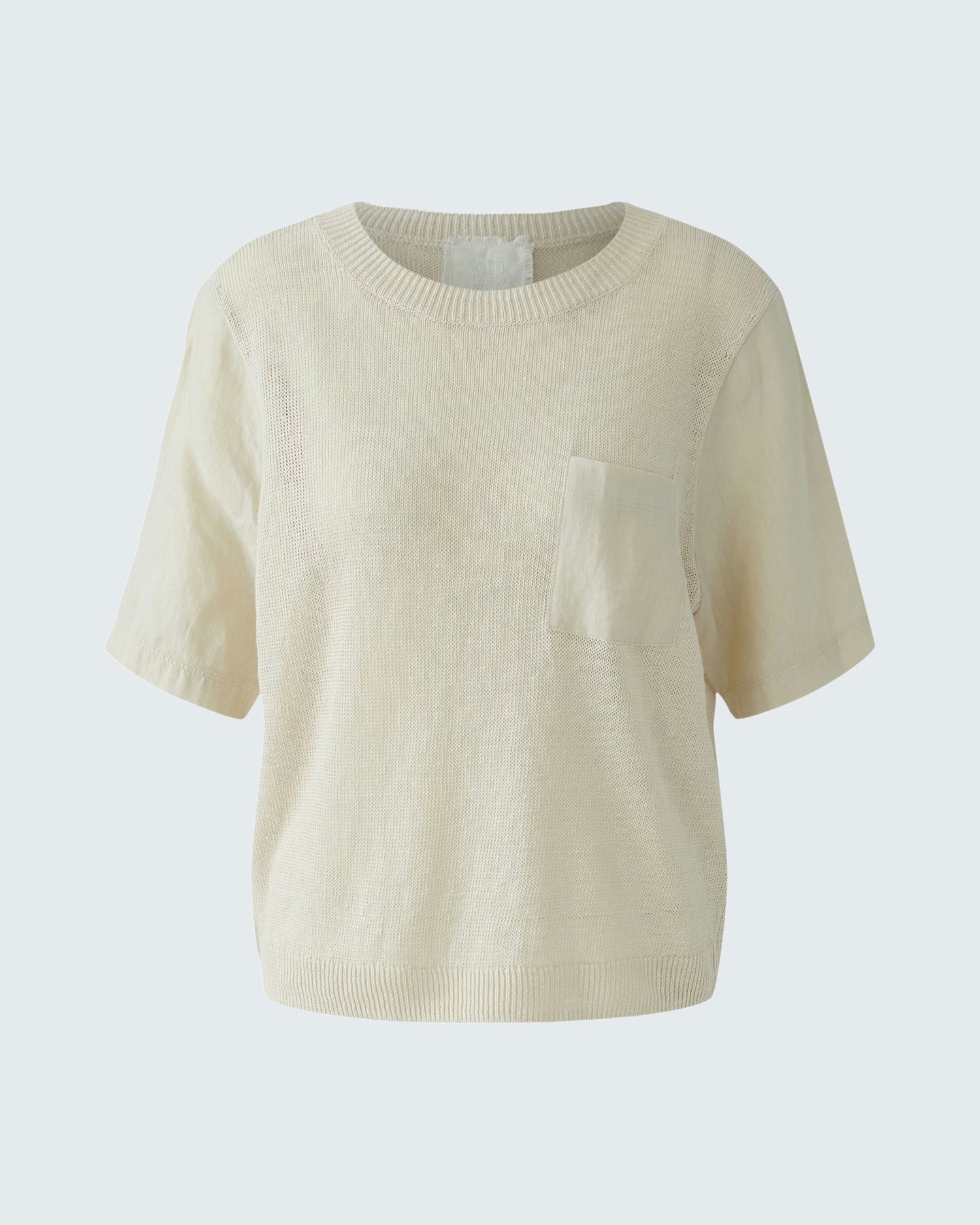 Knitted Pocket T Shirt - Biscuit