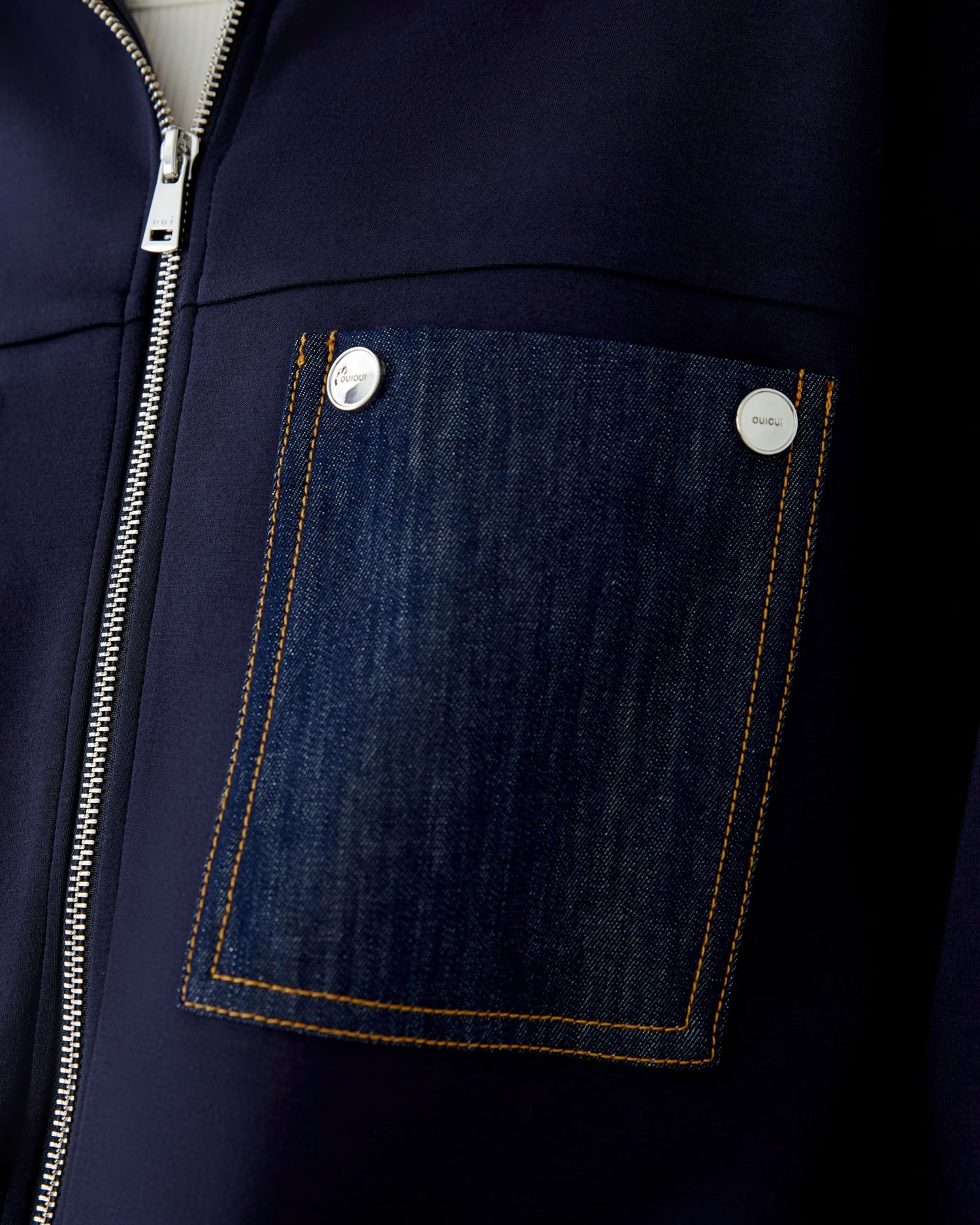 Denim Pocket Zip Jacket - Navy