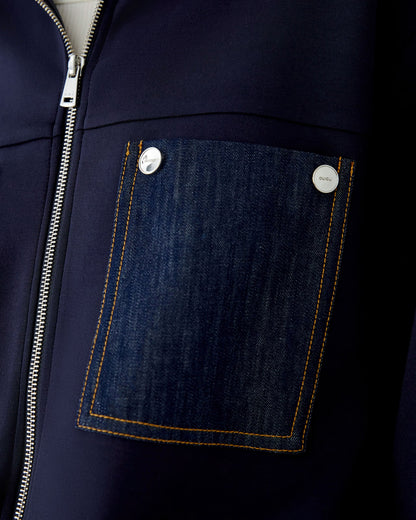 Denim Pocket Zip Jacket - Navy