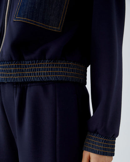 Denim Pocket Zip Jacket - Navy