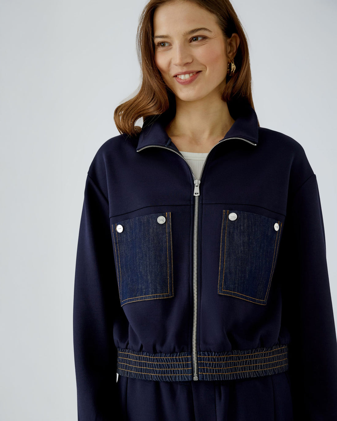 Denim Pocket Zip Jacket - Navy