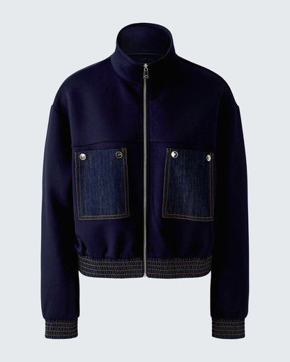 Denim Pocket Zip Jacket - Navy