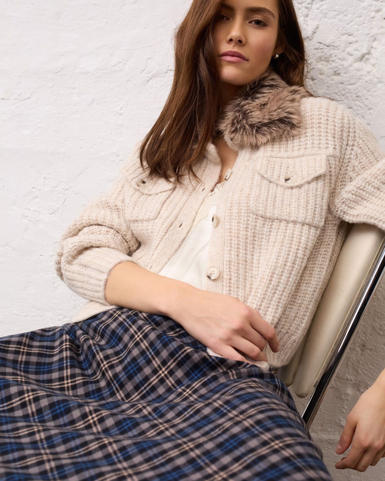 Plaid Skirt - Navy Blue