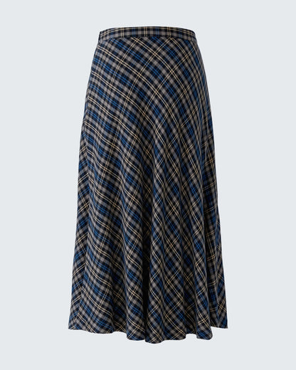 Plaid Skirt - Navy Blue