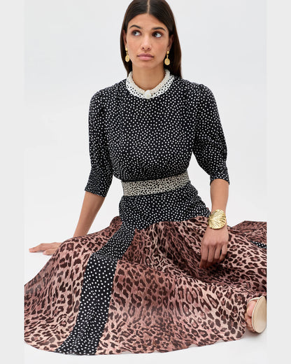 Meg Dress - Leopard Polka Dot