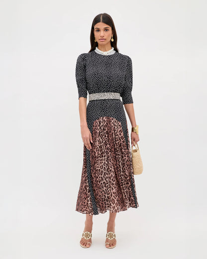 Meg Dress - Leopard Polka Dot