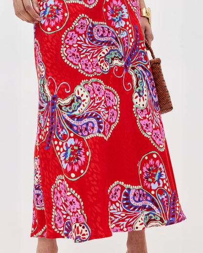 Kelly Skirt - Butterfly Bloom Jacquard Red