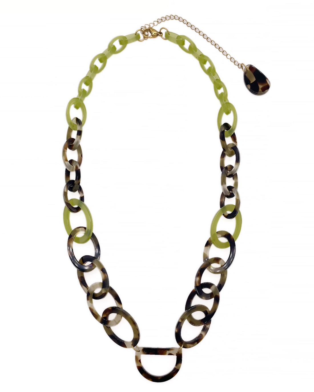 Original D Glasses Necklace - Light Tortoiseshell & Olive Green