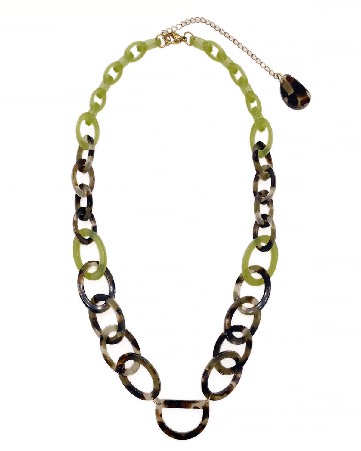 Original D Glasses Necklace - Light Tortoiseshell &amp; Olive Green