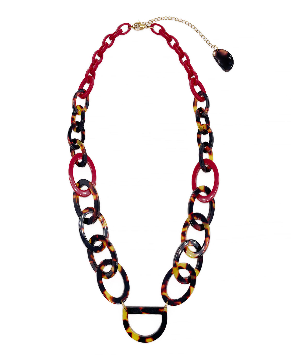 Original D Glasses Necklace - Dark Tortoiseshell Bio &amp; Cherry Red
