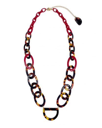 Original D Glasses Necklace - Dark Tortoiseshell Bio &amp; Cherry Red