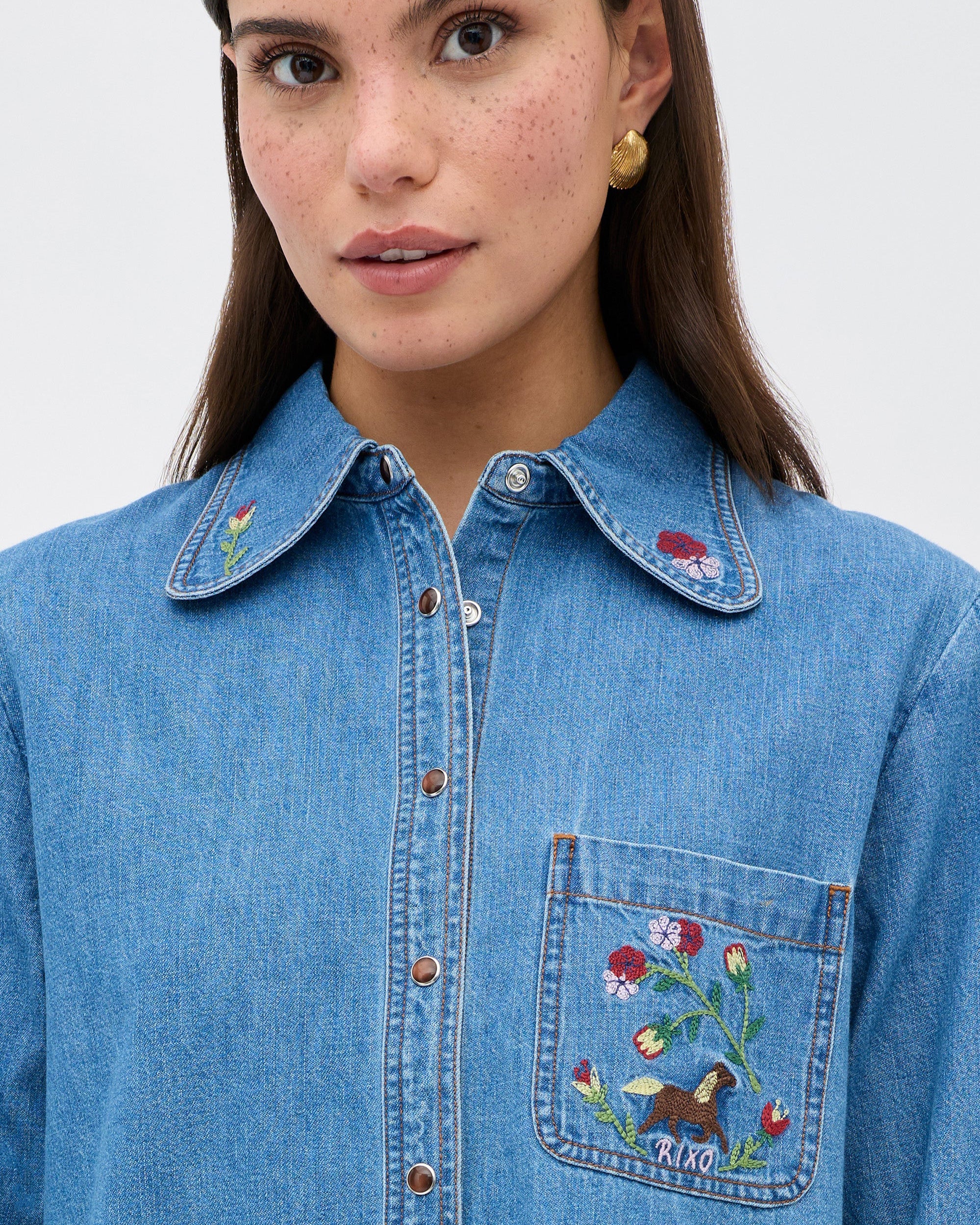 Edaline Top Sadie Embroidery - Light Vintage