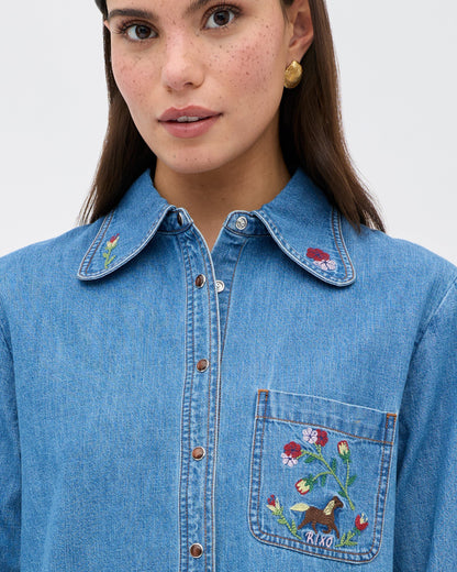 Edaline Top Sadie Embroidery - Light Vintage