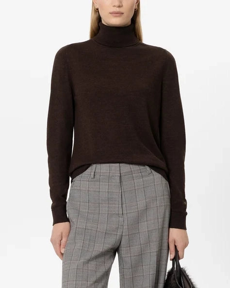 Wool Mix Turtleneck Knit - Truffle