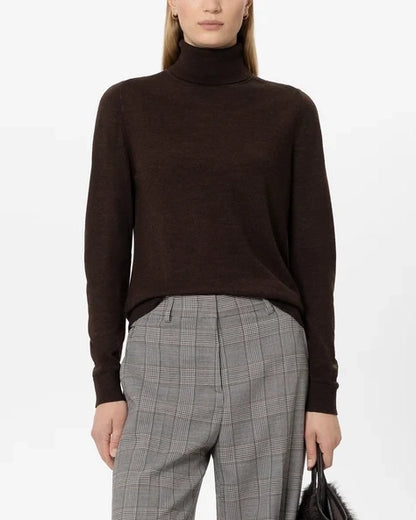 Wool Mix Turtleneck Knit - Truffle