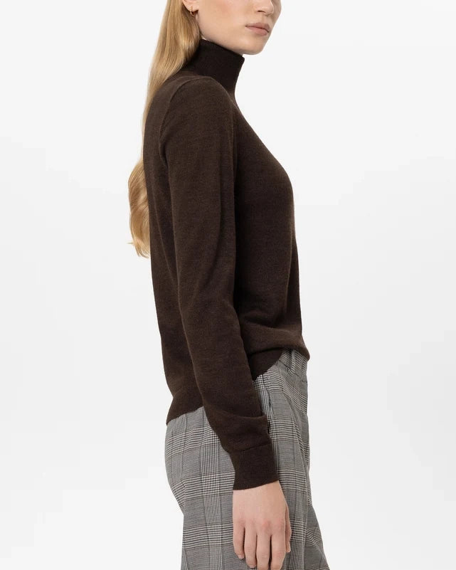 Wool Mix Turtleneck Knit - Truffle