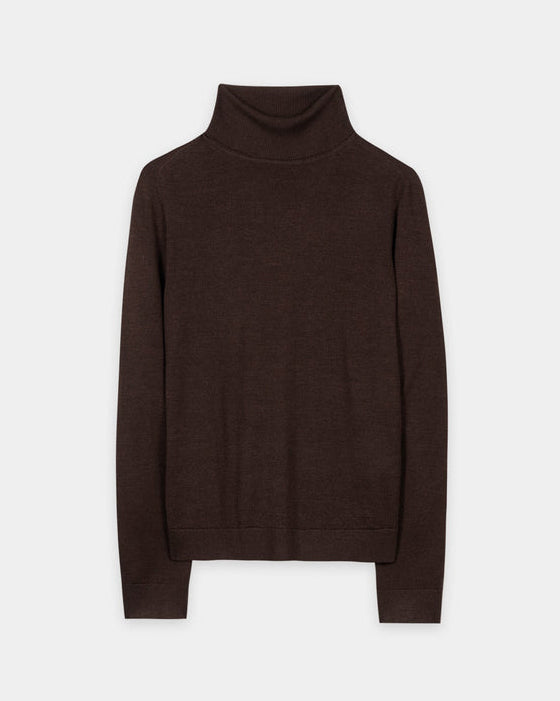 Wool Mix Turtleneck Knit - Truffle