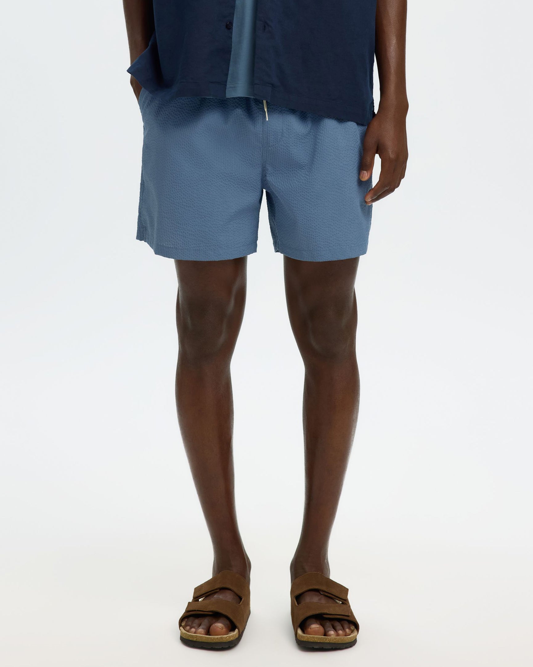 Cooper-Seersucker Swimshorts - Blue Mirage