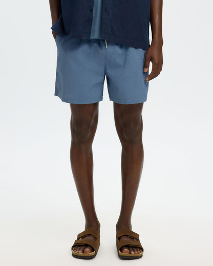 Cooper-Seersucker Swimshorts - Blue Mirage