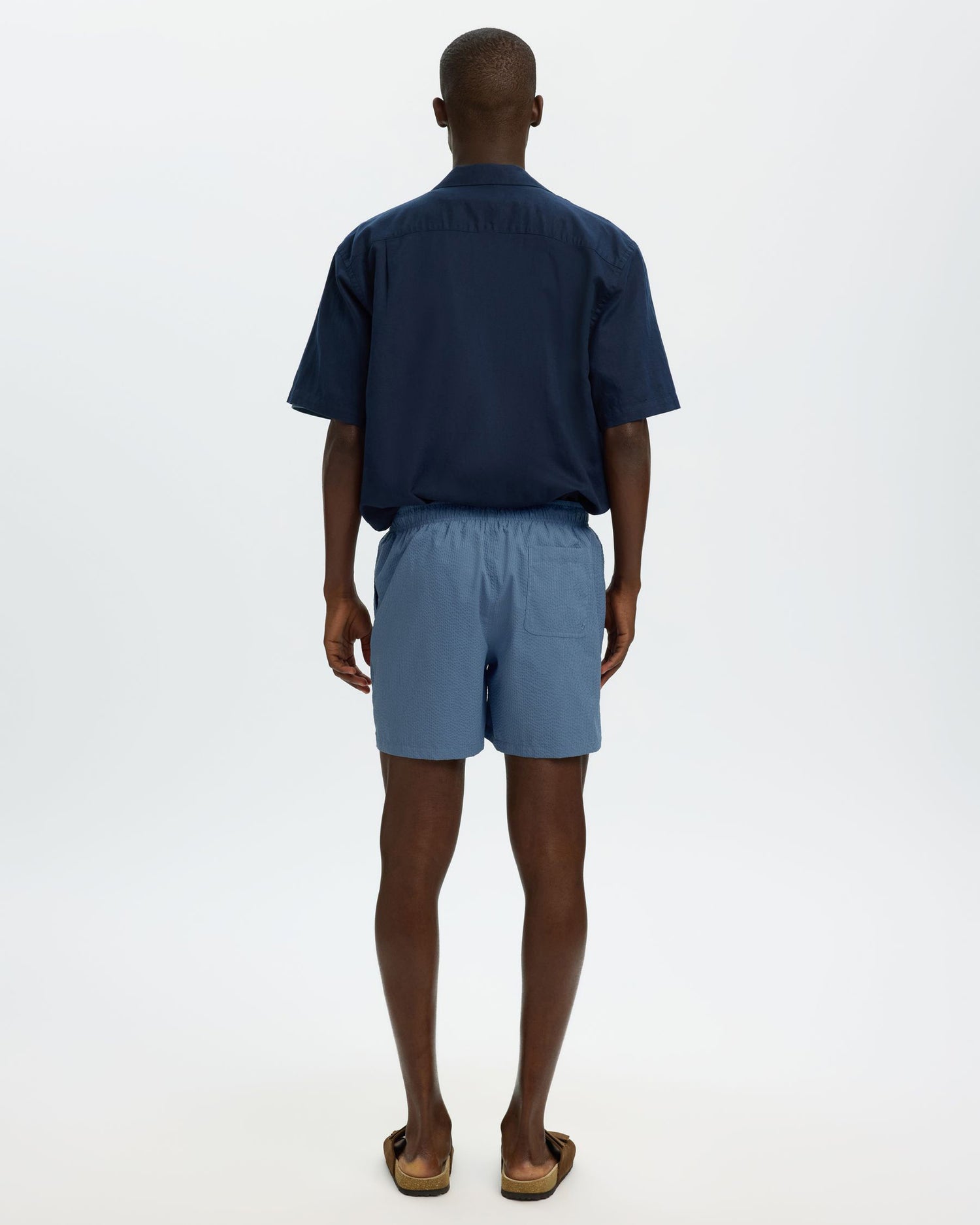 Cooper-Seersucker Swimshorts - Blue Mirage