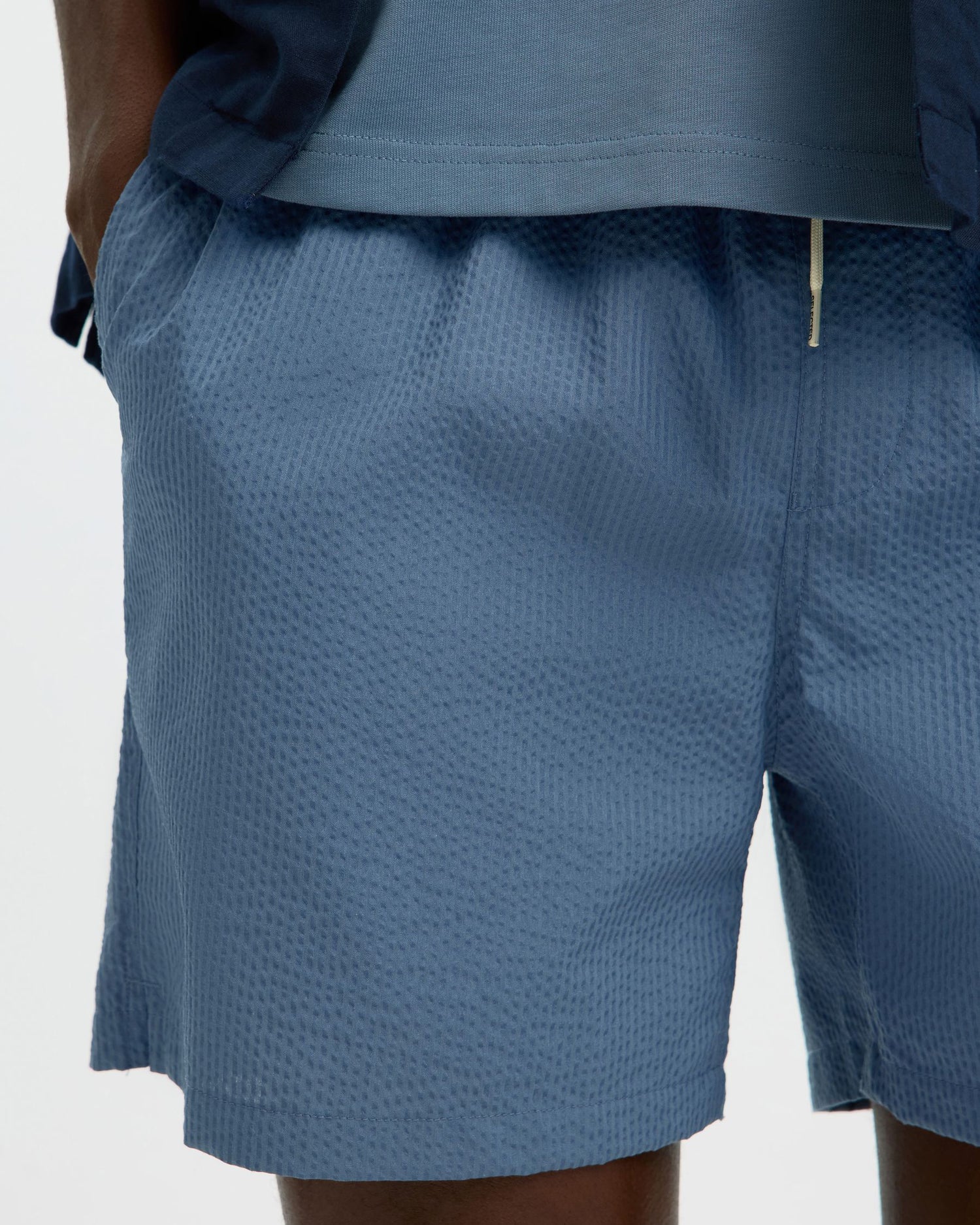 Cooper-Seersucker Swimshorts - Blue Mirage