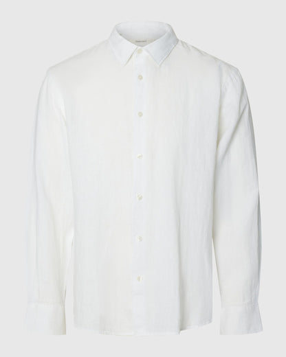 Clay Linen blend Long Sleeve Shirt - Bright White