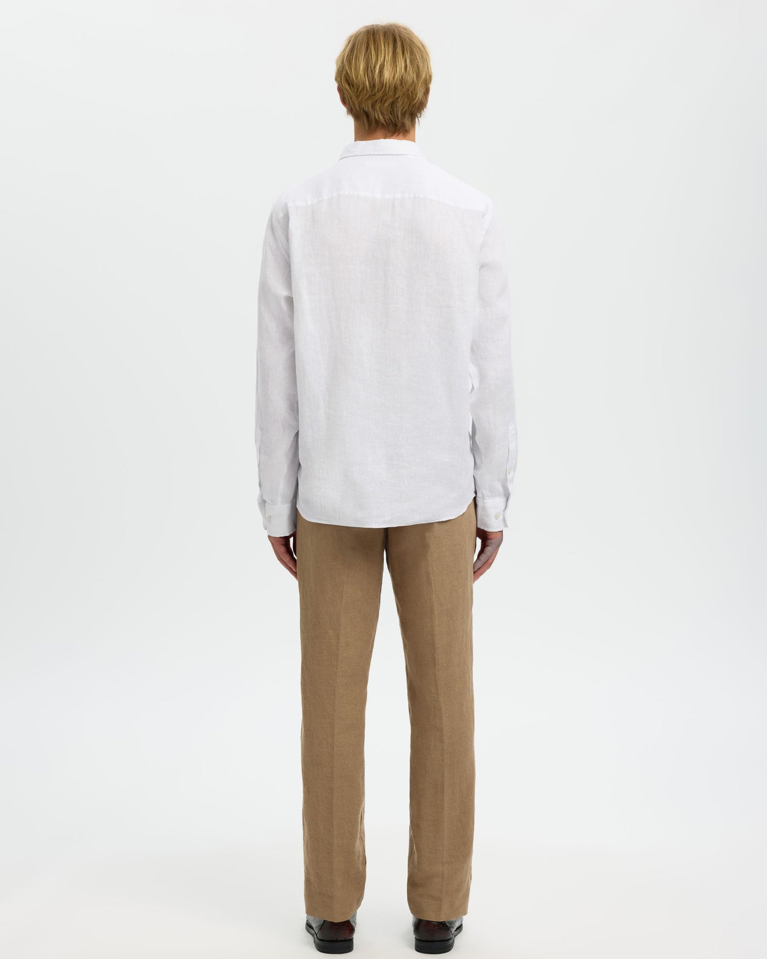 Clay Linen blend Long Sleeve Shirt - Bright White