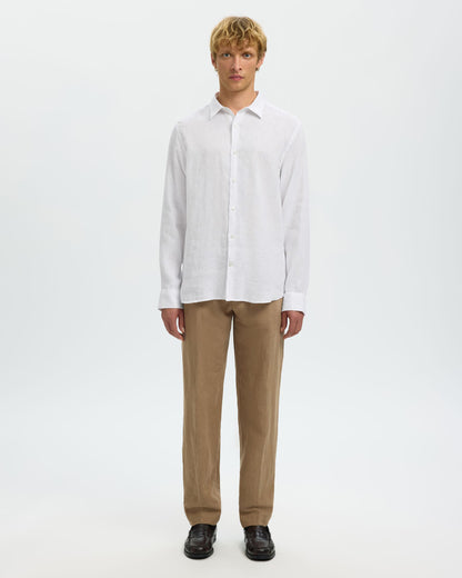 Clay Linen blend Long Sleeve Shirt - Bright White