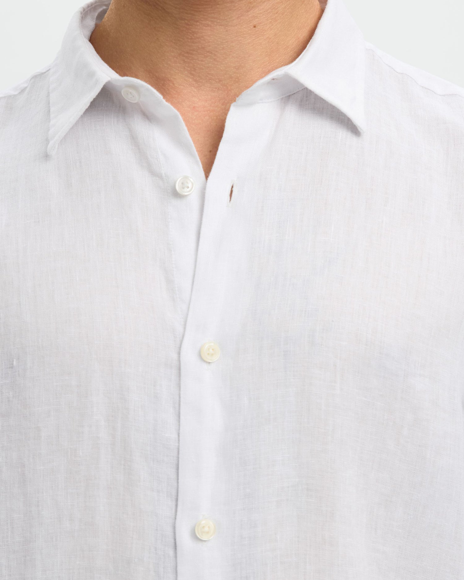 Clay Linen blend Long Sleeve Shirt - Bright White