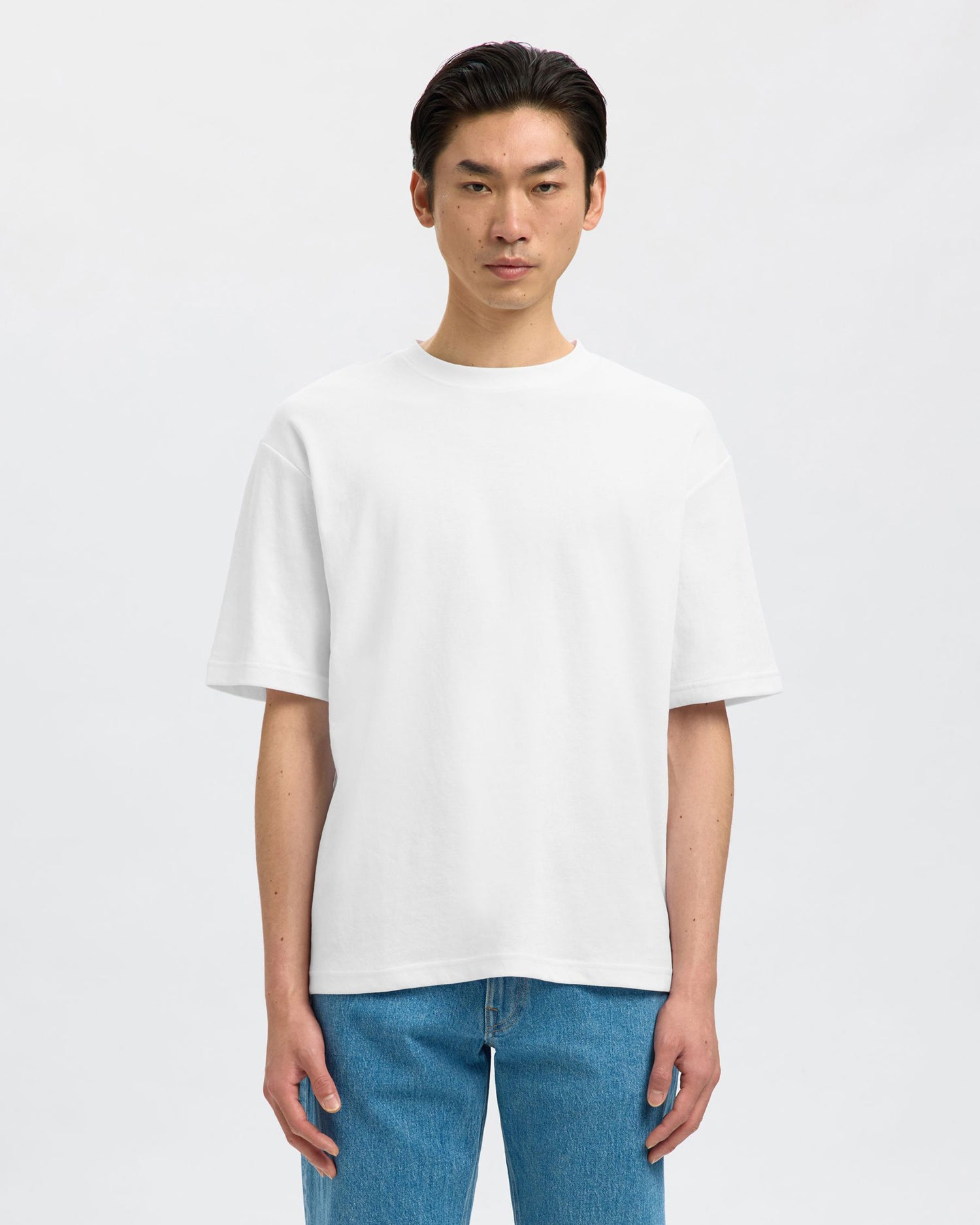 Loose Fit Oscar Short Sleeve O-Neck Tee - Bright White