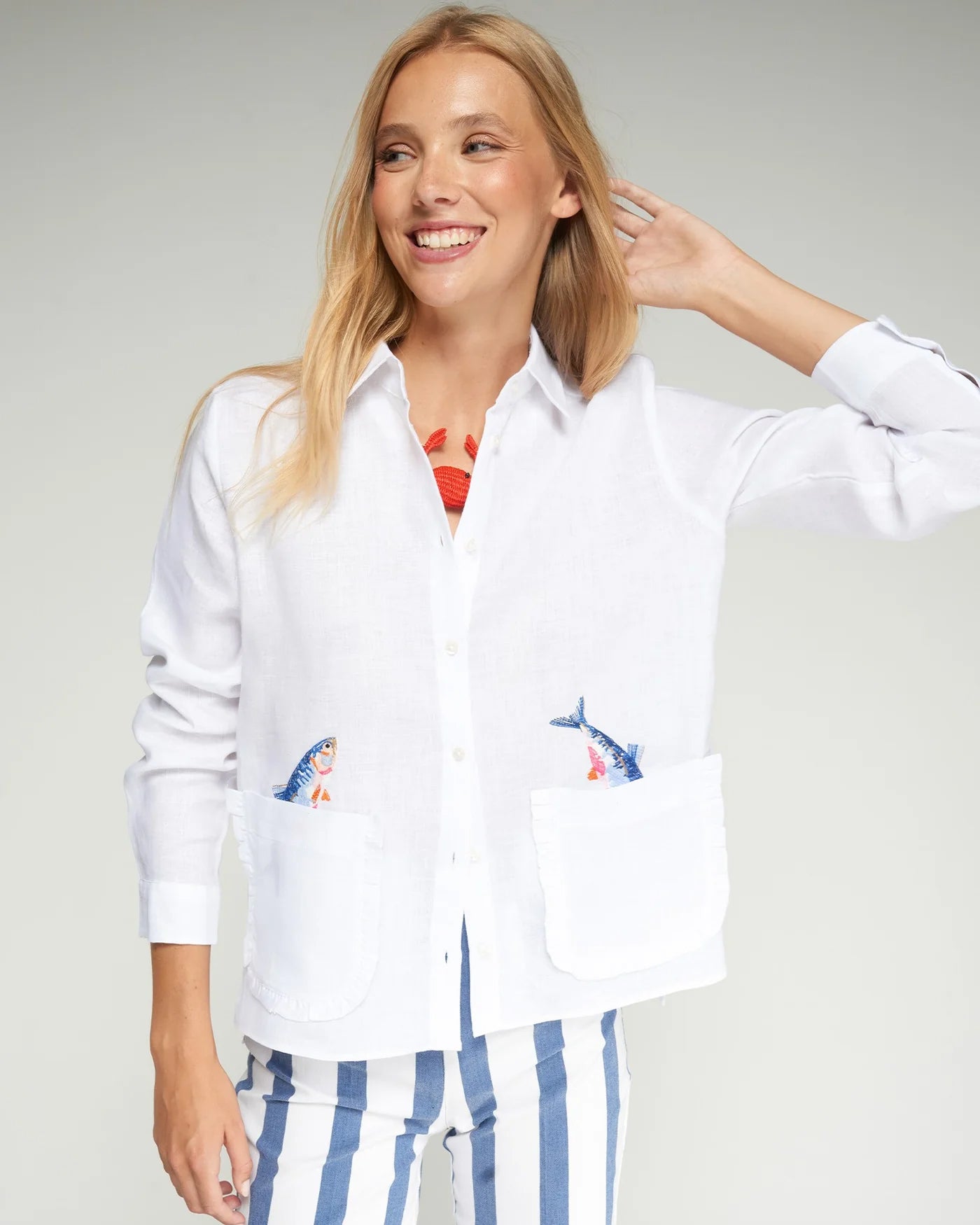 Volantitos Pocket Fish Shirt - White