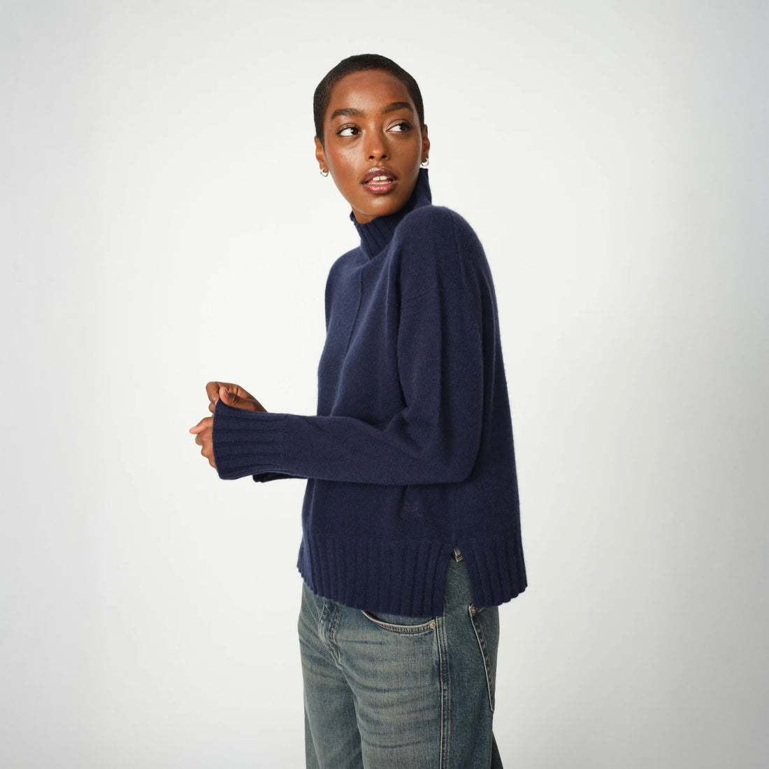 Aima Cashmere Highneck Knit - Maritime Blue