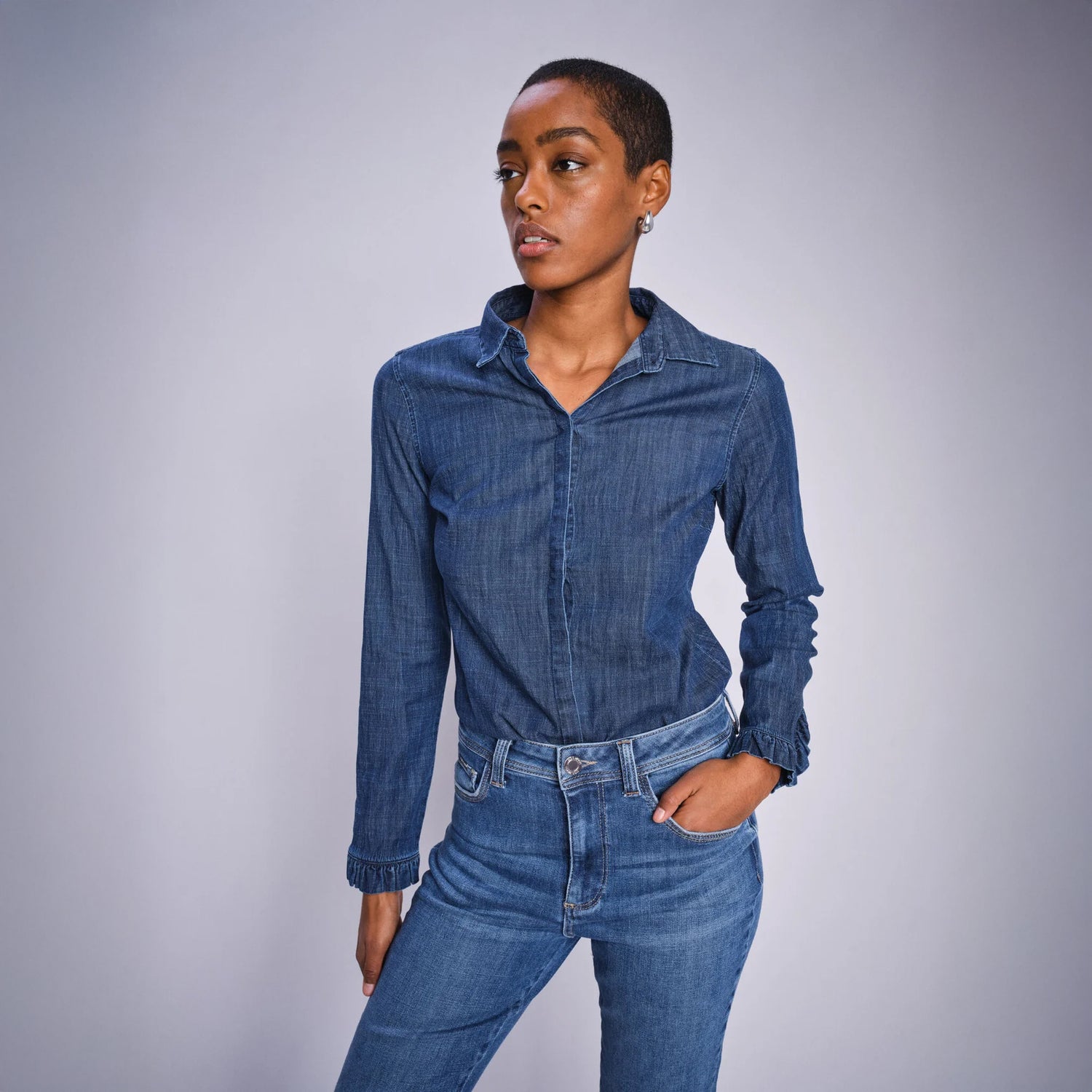 Mattie Flip Denim Shirt - Dark Blue