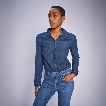 Mattie Flip Denim Shirt - Dark Blue