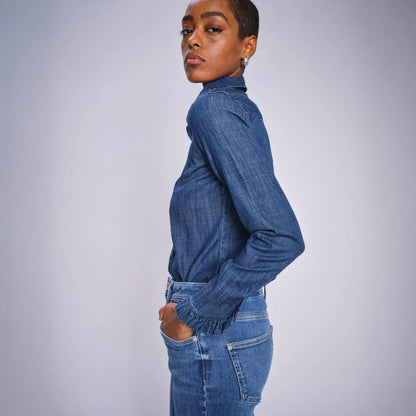 Mattie Flip Denim Shirt - Dark Blue