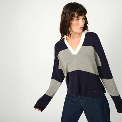 Wylie Tani Bold Stripe Knit - Maritime Blue