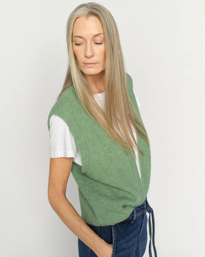 Thora Knit Vest - Turf Green