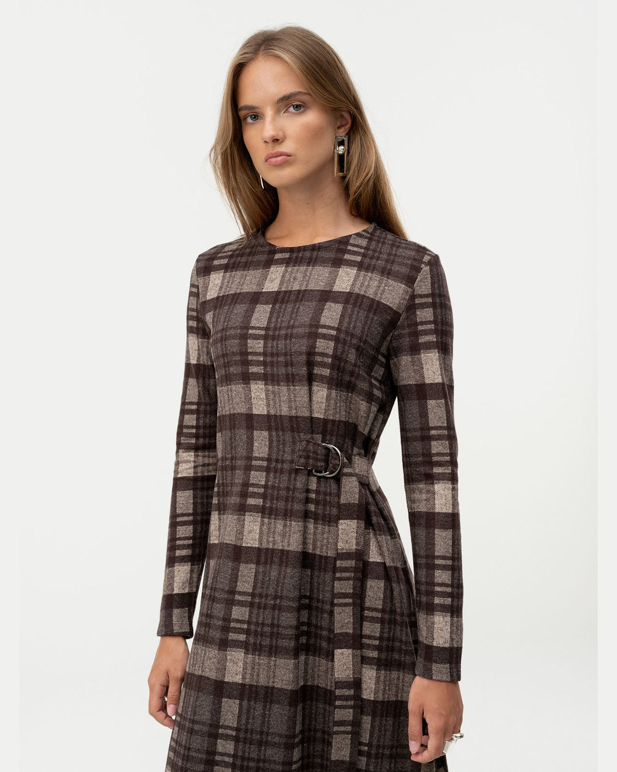 Palo Jersey Check Dress - Grey