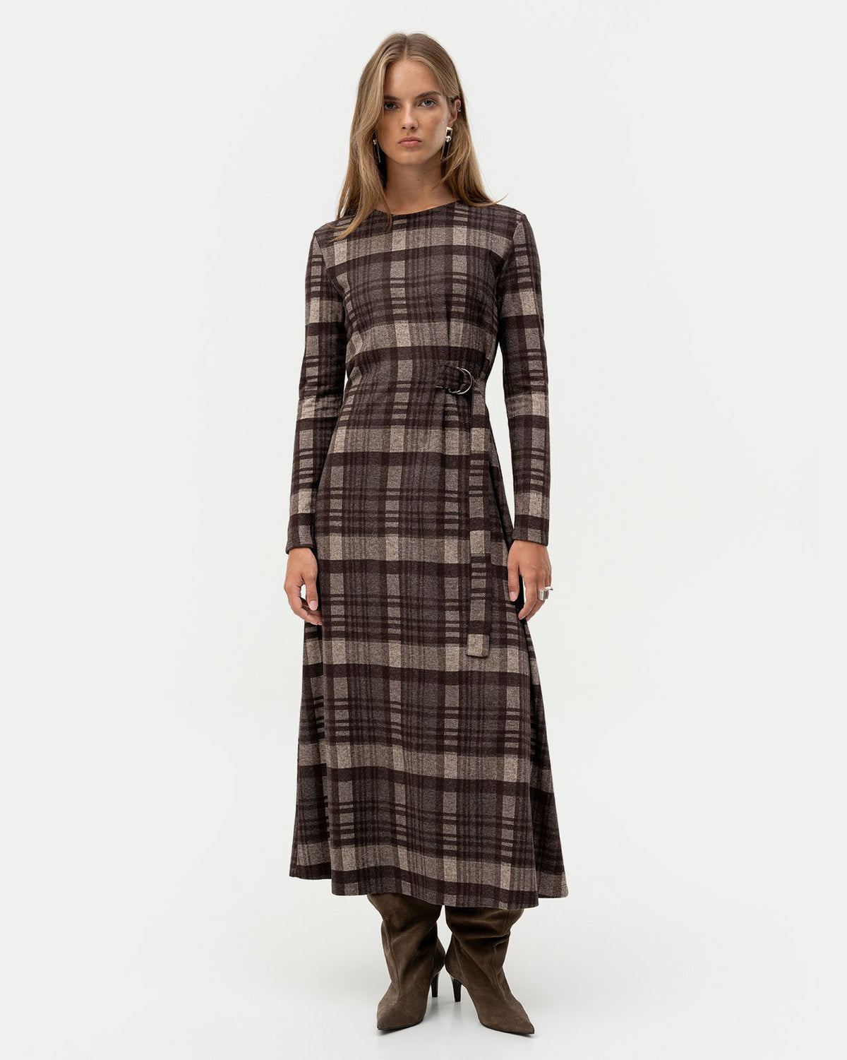 Palo Jersey Check Dress - Grey