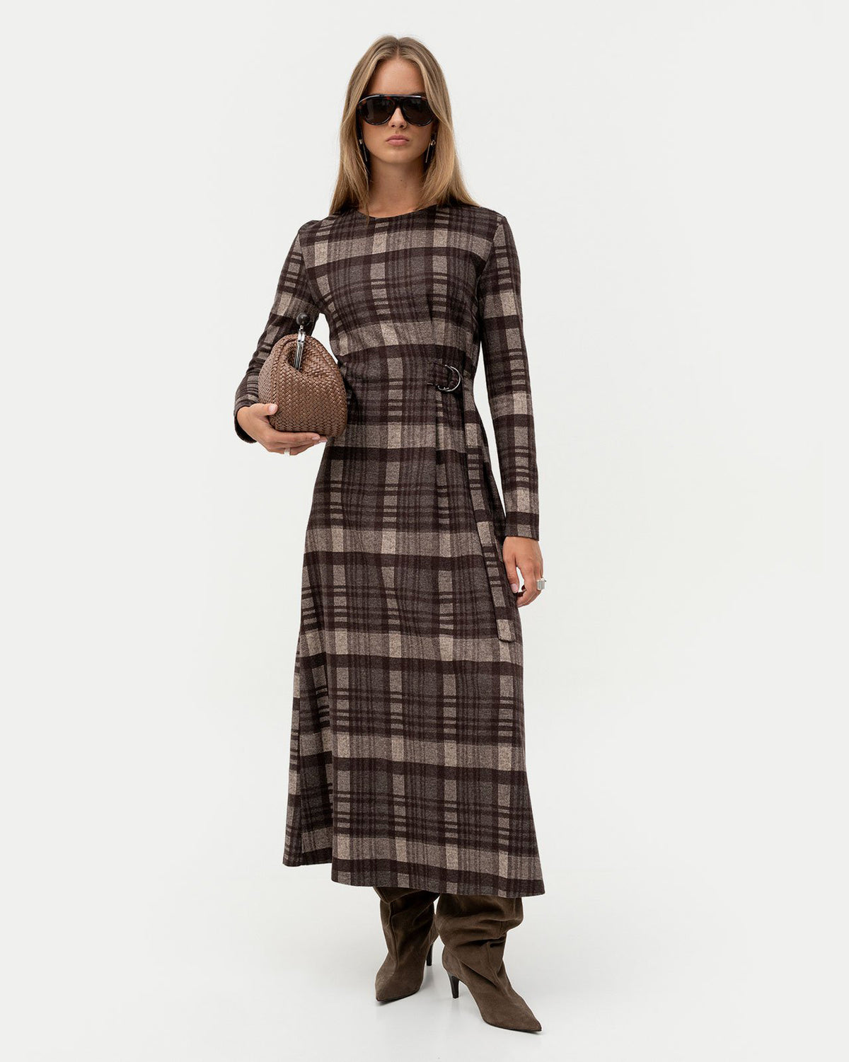 Palo Jersey Check Dress - Grey