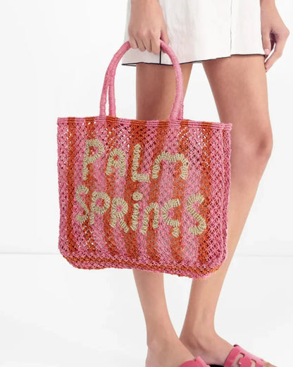 Palm Springs Small Jute Bag - Pink Stripe