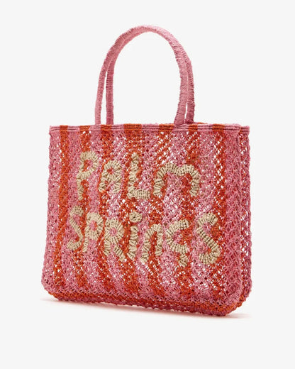 Palm Springs Small Jute Bag - Pink Stripe