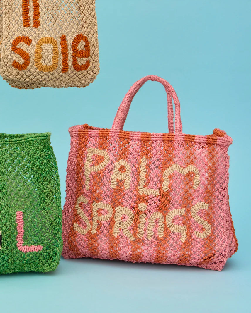 Palm Springs Small Jute Bag - Pink Stripe