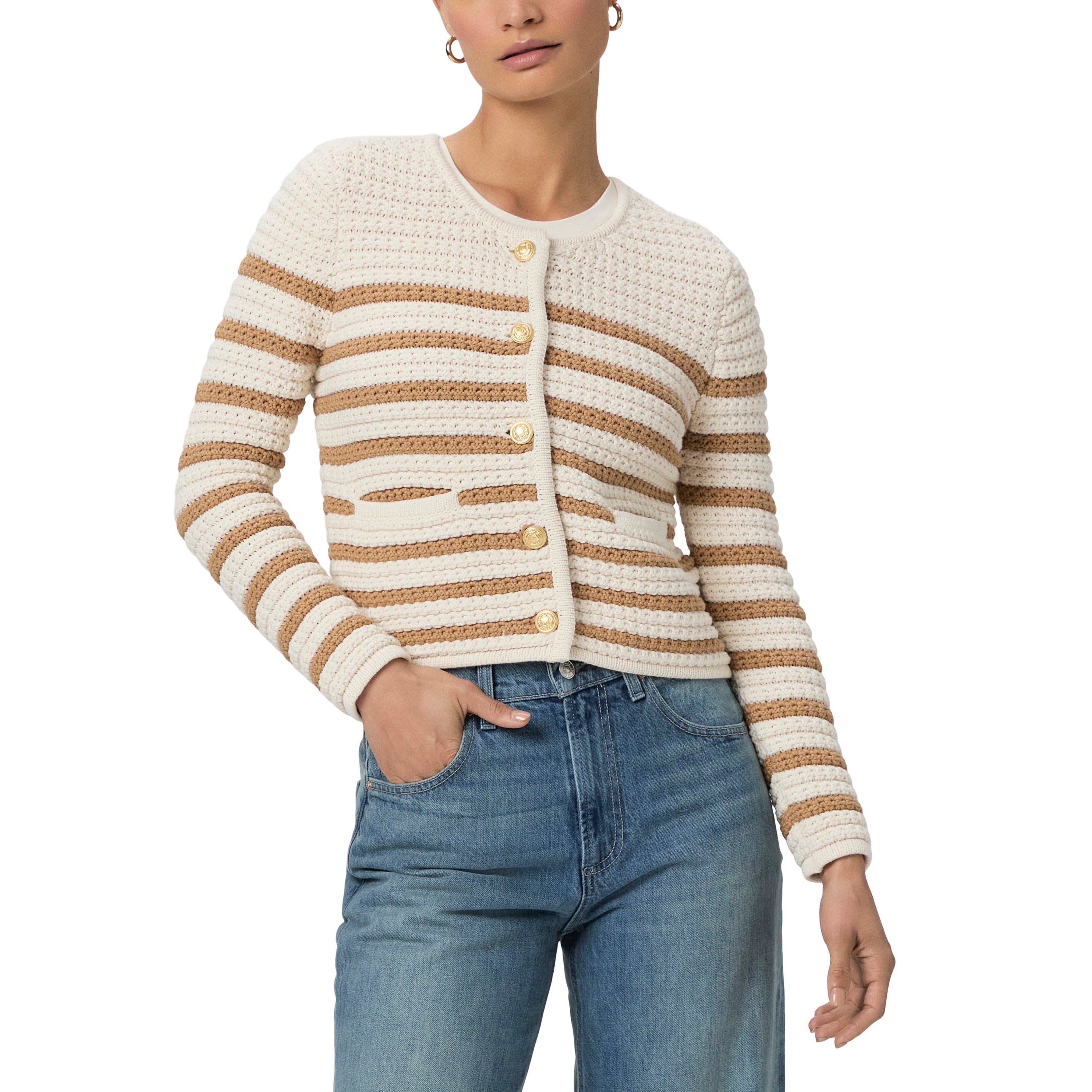 Oberon Cardigan - Ivory/ Biscotti