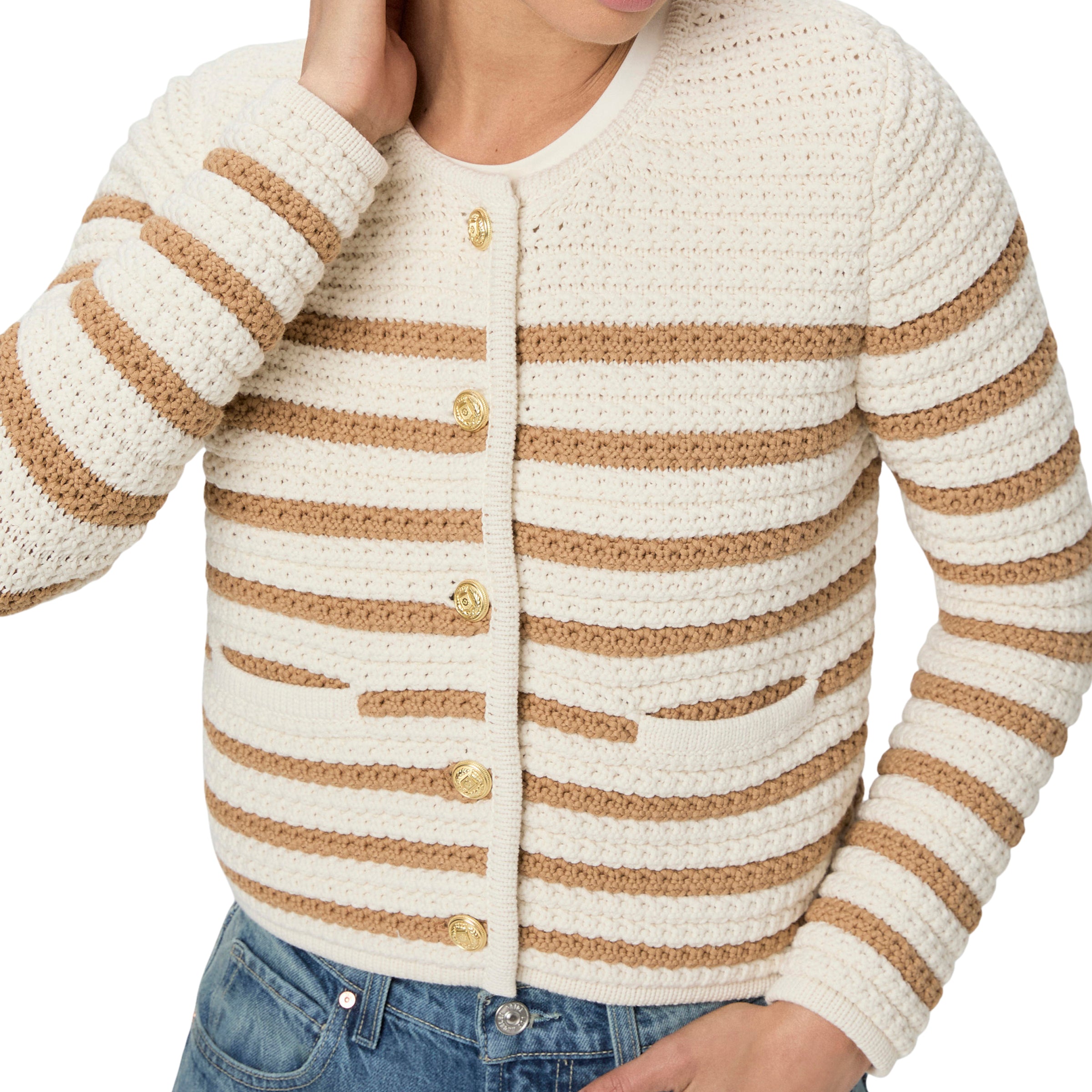 Oberon Cardigan - Ivory/ Biscotti